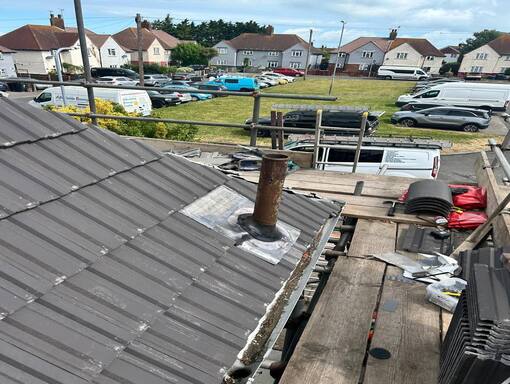 Mattishall Roofing Services 18 This is a photo of a roof installation being carried out in Mattishall. Installation carried out by Mattishall Roofing Services